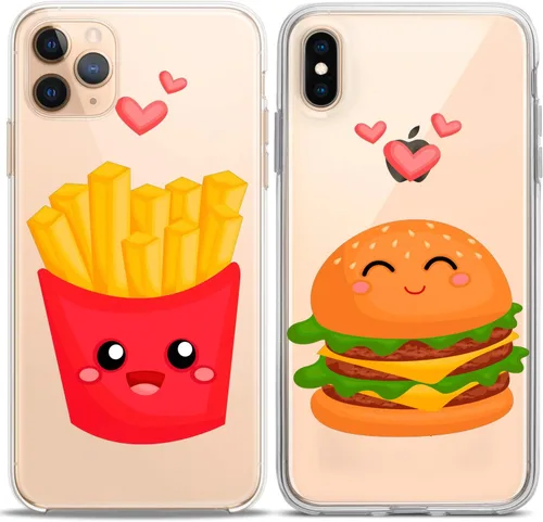 Miniatura 5 de Fundas a juego para parejas compatibles con iPhone 15 14 13 12 11 Pro Max Mini Xs 6s 8 Plus 7 Xr 10 SE 5 papas fritas transparente comida chatarra