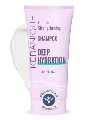 Keranique Champú estimulante del cuero cabelludo de hidratación profunda para cabello seco y adelgazante – Queratina, biotina y niacinamida –