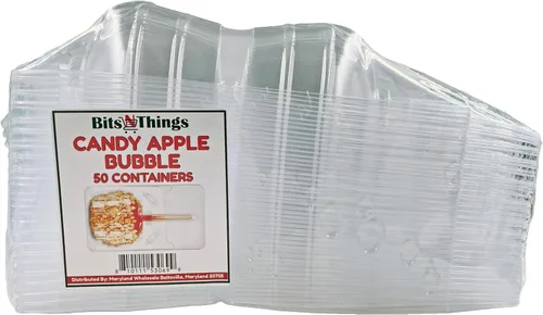 Miniatura 3 de Paquete de 50 recipientes transparentes de manzana confitada, cajas de embalaje de manzana dulce, manzanas caramelizadas, manzanas dulces