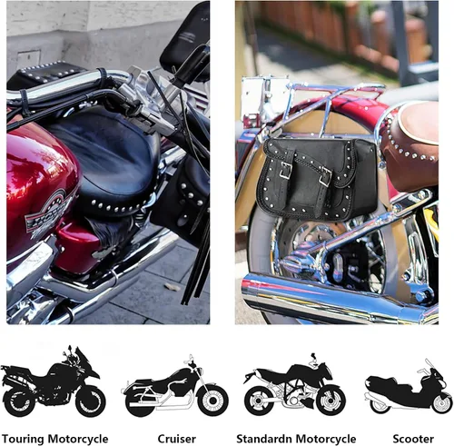 Miniatura 4 de GARGOYLE BELLS Bolsas de cuero genuino para silla de montar de motocicleta, bolsa de equipaje para softails, deportistas y helicópteros