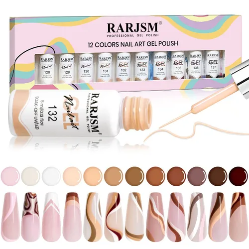 Miniatura 12 de RARJSM Juego de esmaltes de uñas de gel metalizados para arte de uñas, negro, plata, oro rosa, azul, verde, rojo, con brillantina, 12 colores, 0.2
