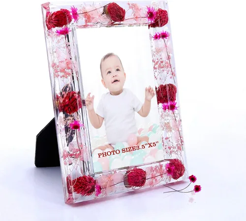 Miniatura 13 de Marco de fotos floral rosa de 5 x 7 pulgadas para decoración de pared y mesa, gran regalo conmemorativo, marcos de fotos únicos para decoración