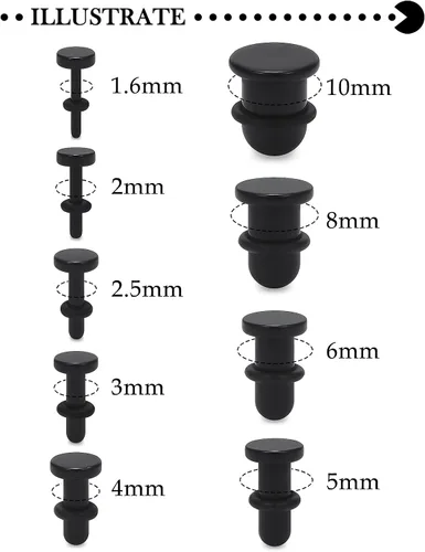 Miniatura 2 de 14G-00G Solid Acrylic Flat Tops Gauges Stretching Kit Plugs for Ears Gauges with O-Rings Single Flare Gauge Stretching Kit Ear Expander Piercing