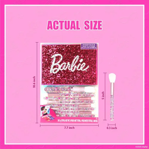 Miniatura 6 de Barbie - Paleta de Sombras de Ojos de 35 Compartimentos, Colores Brillantes y Opacos, Pigmentada Mezclable, 8 Pinceles de Aplicación, Para Edades