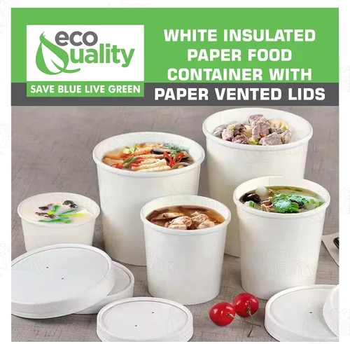 Miniatura 3 de Recipientes desechables de papel blanco para sopa con tapas, tazas de helado de papel, cuencos de postre desechables, tazas de yogur congelado
