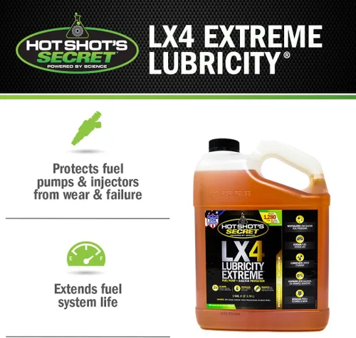 Miniatura 3 de Hot Shot's Secret LX4 Lubricity Extreme 1 galón, tratamiento de combustible para todos los motores, aditivo de gasolina y diésel, el aditivo