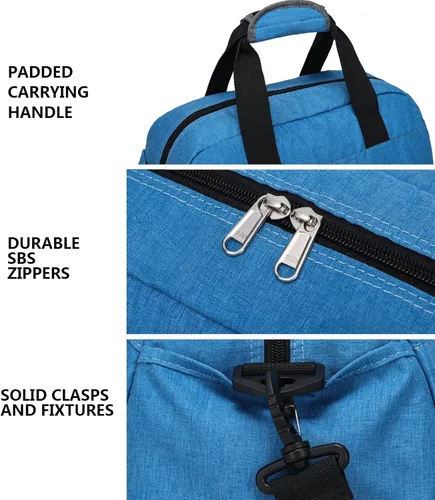 Miniatura 5 de Bolsa de gimnasio pequeña de 14 pulgadas para mujeres y hombres, mini bolsa de lona para viajes, deportes, bolsa de transporte ligera, color azul