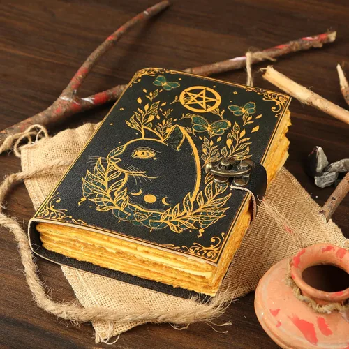 Miniatura 2 de Diario en Blanco Libro de Hechizos Diario de las Sombras Pequeña Bruja Gato Impreso Suministros de Brujería Cuaderno de Wicca Hecho a Mano Papel