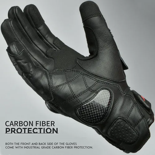 Miniatura 2 de J.A.G. Guantes de Motocicleta de Piel para Hombre - Protección de Nudillo de Fibra de Carbono, Motocicleta, Deportes Motorizados, Bicicleta