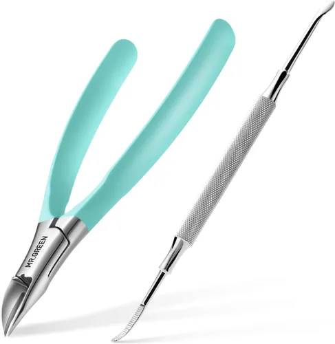 Miniatura 8 de MR.GREEN Cortaúñas de Acero Inoxidable para Uñas Encarnadas, Cortador de Uñas Gruesas y Duras, Herramientas para Manicura y Pedicura (Verde)