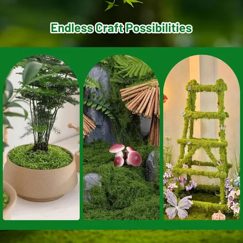 Miniatura 6 de Musgo falso de 10 onzas para manualidades, musgo verde artificial floral para bricolaje, musgo de jardín de hadas, musgo de decoración de terrario