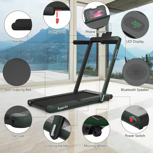 Miniatura 8 de GYMAX Caminadora plegable de 2.25 HP con pantalla LED, control remoto e inteligente de aplicaciones, 2 en 1 para debajo del escritorio, caminadora