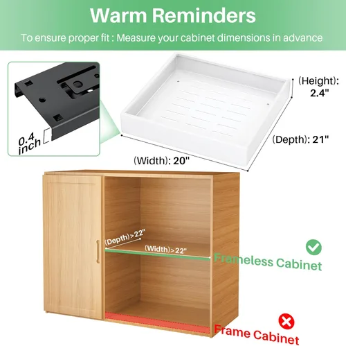 Miniatura 2 de Organizador de Gabinete Extraíble, 21" de Profundidad, 20" de Ancho, Cajones Deslizables de Extensión Completa y Servicio Pesado Fijados con Blanco