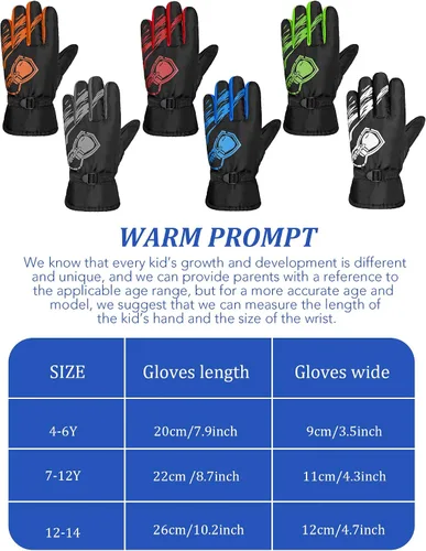 Miniatura 3 de 6 pares de guantes de invierno para niños, impermeables, guantes de esquí para nieve, cálidos, dedos completos, snowboard, guantes unisex para clima