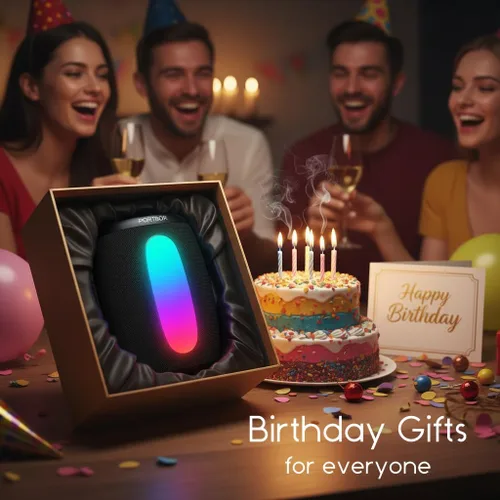 Miniatura 7 de Altavoz Bluetooth portátil, potente altavoz inalámbrico estéreo de sonido fuerte 2026, 8 modos LED, IPX5 impermeable, hasta 36 horas