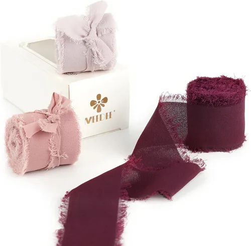Miniatura 30 de MEEDEE Cinta de Gasa Deshilachada Rosa Empolvado de 2 Pulgadas Cintas de Gasa con Flecos Cintas Rosa Empolvado para Manualidades Cinta de Gasa