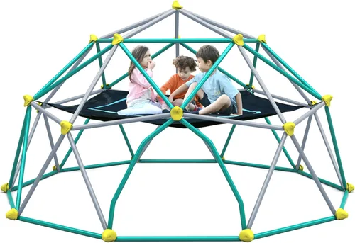 Virubi Cúpula de escalada de 13 pies con toldo de juego para niños de 3 a 10 años, equipo de juego al aire libre que soporta 1000 libras, gimnasio