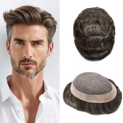 Miniatura 10 de Mens Toupee Hair Piece For Men Fine Mono Men Hair System Toupee For Men Hair Piece Real Human Hair System For Men Protesis Capilar Para Hombre 6x9
