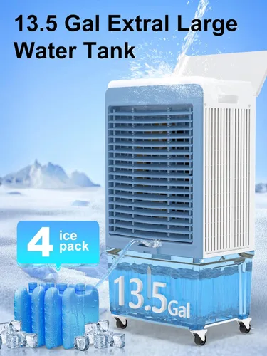 Miniatura 4 de Uthfy Enfriador de aire acondicionado Swamp de 6000 CFM, enfriador de aire evaporativo para exteriores con tanque de agua de 13.5 galones, control