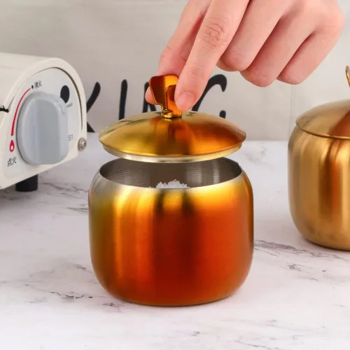 Miniatura 7 de Juego de recipientes para condimentos de acero inoxidable con 2 cucharas, estante para especias, botella para condimentos, sal y pimienta, plateado