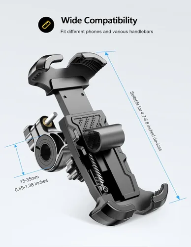 Miniatura 7 de Viccux Soporte de teléfono para motocicleta, mejorado [nunca se cae] [0 vibración] Soporte de teléfono para bicicleta, [poner y quitar en 3s]