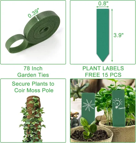 Miniatura 5 de GROWNEER Poste de musgo de 24 pulgadas para plantas de interior, 2 piezas de soporte de tótem de coco apilable de 15 pulgadas, palos de musgo con 15