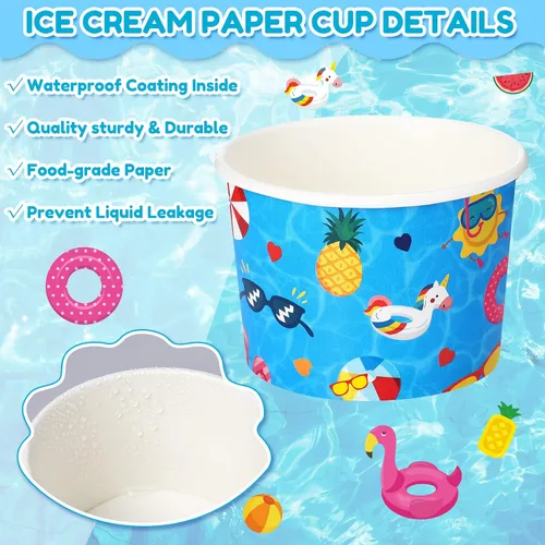 Miniatura 4 de Didaey Paquete de 150 tazas de helado de 8 onzas para alimentos fríos y calientes, suministros desechables para fiestas en la piscina