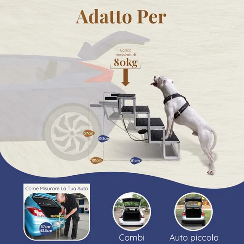 Miniatura 3 de PRIORPET - Escalera para perros grandes, con marca que brilla en la oscuridad, rampa plegable para automóvil y VUD pequeño, superficie
