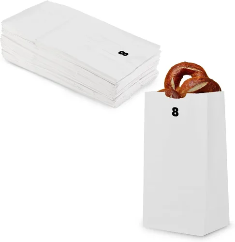 Miniatura 10 de MT Products Bolsas de papel kraft de 8 libras. Bolsas de almuerzo de papel desechables perfectas para ir de compras - Paquete de 100