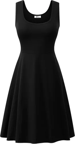 Miniatura 2 de Herou Vestidos de verano para mujer, sin mangas, cuello redondo, acampanados, acampanados, para el sol