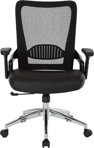 Miniatura 3 de Office Star EMH Series - Silla de escritorio de oficina ajustable con soporte lumbar integrado y brazos abatibles acolchados, cuero regenerado negro