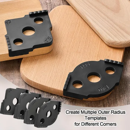 Miniatura 6 de Xuhal 4 plantillas para router de radio de esquina para enrutador de radio para carpintería, guías de brocas de enrutamiento de esquina redondeada