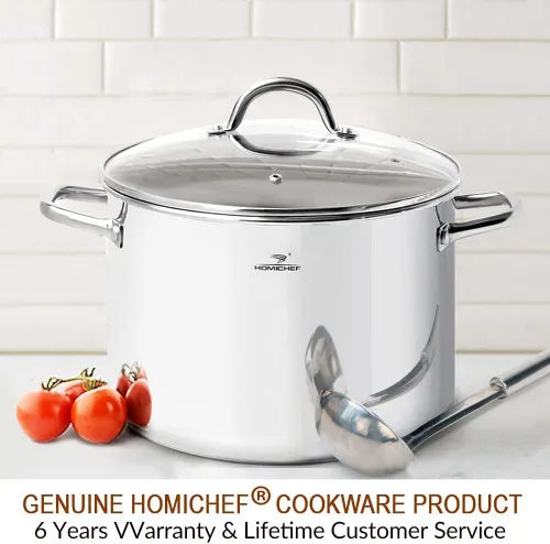 Miniatura 6 de HOMICHEF Olla de Caldo GRANDE de 12 Cuartos con Tapa de Vidrio - Batería de Cocina Saludable de Acero Inoxidable SIN NÍQUEL Ollas de Caldo con Tapas