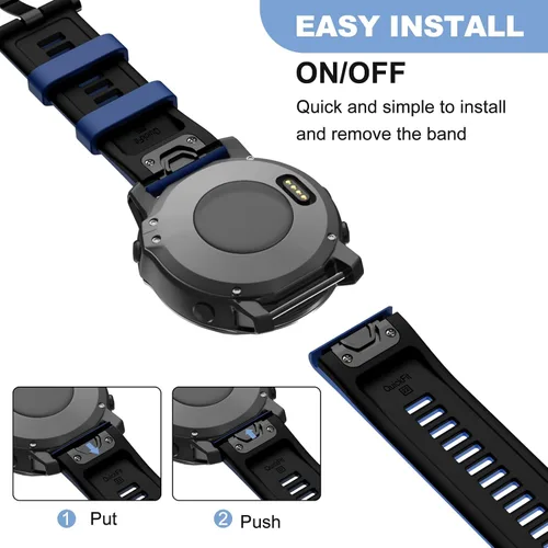 Miniatura 6 de OVERSTEP Correas de ajuste rápido de 0.866 in para Garmin Fenix 5/Fenix 6/Fenix 7, correa de repuesto de silicona suave compatible con Garmin