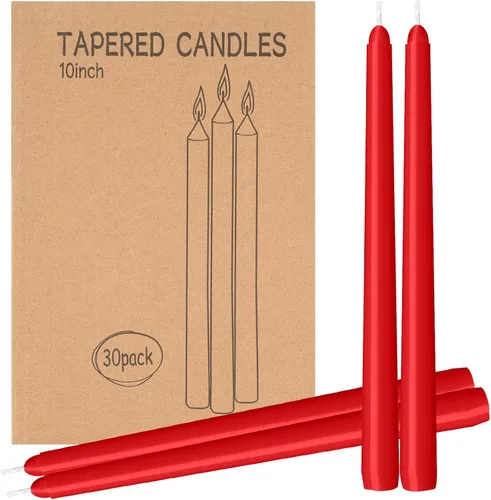 Miniatura 21 de Paquete de 30 velas cónicas blancas - 10 pulgadas sin goteo, sin humo y sin perfume Larga duración 8 horas Velas altas vertidas a mano Velas