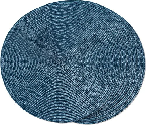 Miniatura 43 de FunWheat Juego de 6 manteles individuales redondos trenzados para mesas de comedor, tejidos, lavables, antideslizantes, de 15 pulgadas