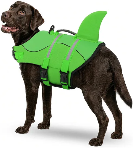 Miniatura 21 de Queenmore - Chaleco salvavidas Ripstop de tiburón para perro, ajustable, con alta flotabilidad y asa de rescate duradera, para perros pequeños