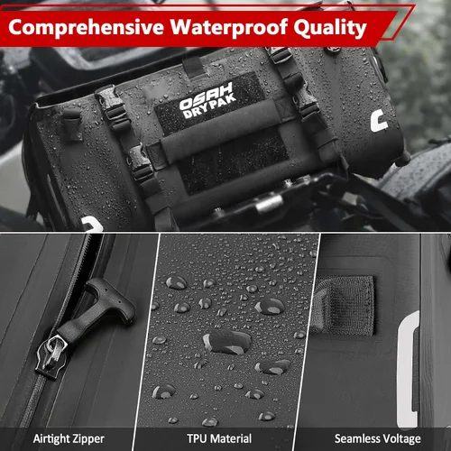 Miniatura 2 de OSAH DRYPAK Bolsa trasera impermeable para motocicleta, 40L Bolsa de lona impermeable, bolsa seca para motocicleta, bolsa de equipaje multifuncional