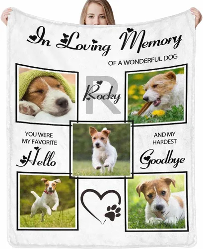 Miniatura 19 de Artsadd Manta conmemorativa personalizada con fotos para la pérdida de perros y gatos, manta conmemorativa personalizada, regalos de memoria amorosa