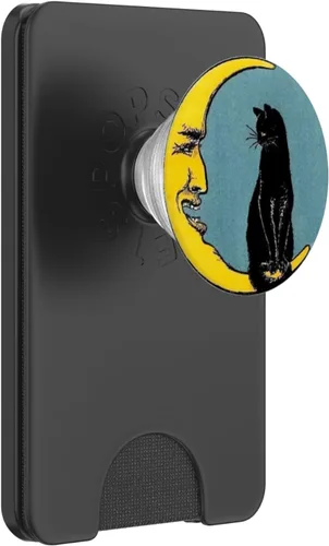 Miniatura 7 de PopSockets Grip and Stand para teléfonos y tabletas con diseño de gato y luna