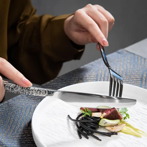 Miniatura 2 de Juego de cubiertos dorados de 20 piezas para acero inoxidable 4, 18/10, mango dorado de Michelangelo, pulido para lavavajillas, juego de utensilios