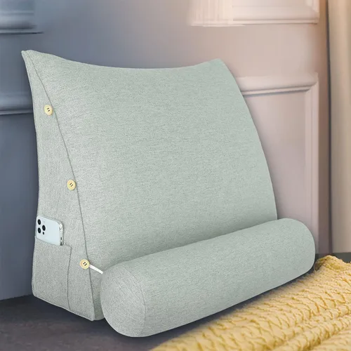 Miniatura 18 de Almohada de Cabecero de Cuña Tamaño Queen Grande Almohada de Bolster para Cama Triángulo Almohada de Lectura Almohada de Apoyo de Espalda