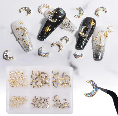 Miniatura 10 de 60 dijes de uñas de mariposa con purpurina 3D de mariposa para arte de uñas, de aleación de metal, encantos de uñas Kawaii para uñas acrílicas