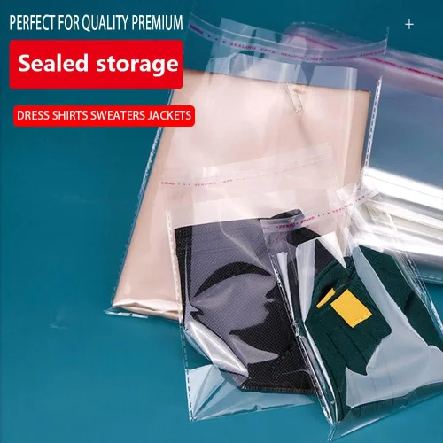 Miniatura 8 de Keoferlo 100 bolsas de celofán autosellantes de 12 x 16 pulgadas, bolsas de plástico grandes de polietileno transparente para envolver ropa, sábanas