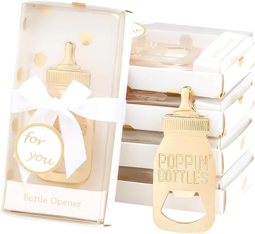 Miniatura 9 de Paquete de 24 abridores de biberones para regalos de baby shower, regalos de fiesta de revelación de género para niños o niñas, abrebotellas