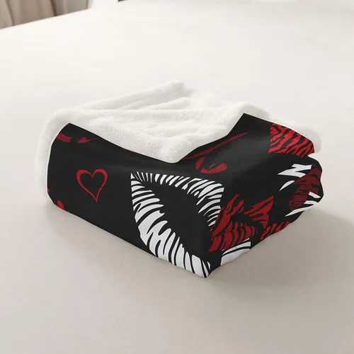 Miniatura 5 de Manta de sherpa sexy de labios rojos, manta de felpa para parejas, enamorados, hombres y mujeres, con citas divertidas, manta de forro polar