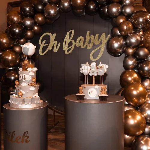 Miniatura 6 de Letrero de OH BABY (madera/dorado) para fiesta de baby shower, decoración de revelación de género para niño y niña, anuncios de bebé, fiesta