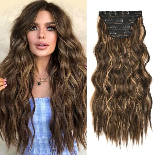 Miniatura 31 de REECHO Extensiones de cabello, 4 extensiones de cabello con clip, HE001, extensiones de cabello sintético suave natural para mujer, rubio claro