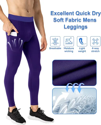 Miniatura 124 de SPVISE Pantalones de compresión para hombre, leggings para deportes, gimnasio, mallas atléticas frescas y secas, capa base para correr, fútbol