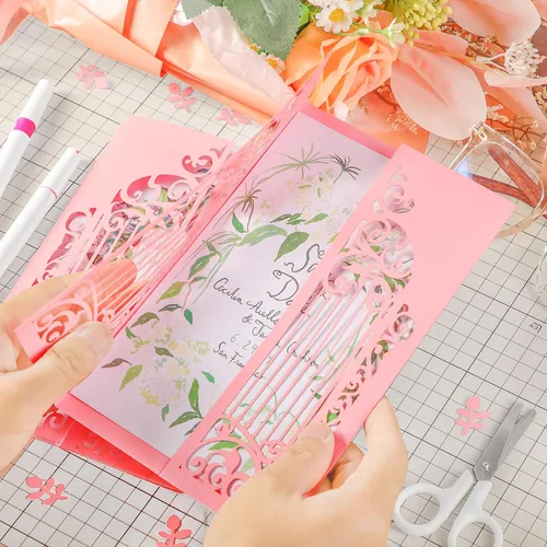 Miniatura 7 de Uncle Paul 40 hojas románticas de cartulina rosa – 8.5 x 11 pulgadas, doble cara, papel de impresora de 65 libras, perfecto para álbumes de rosado